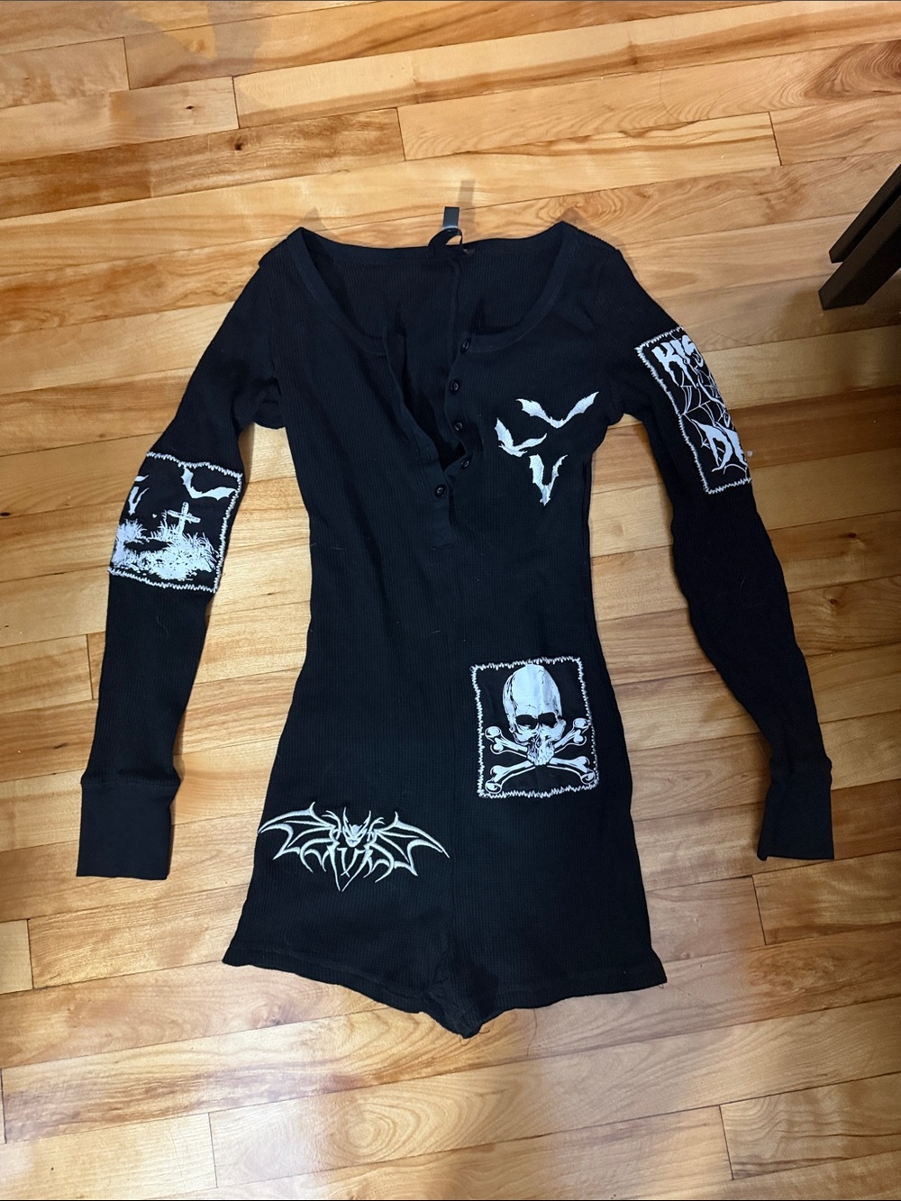 Black Long-Sleeve Romper gothic punk
